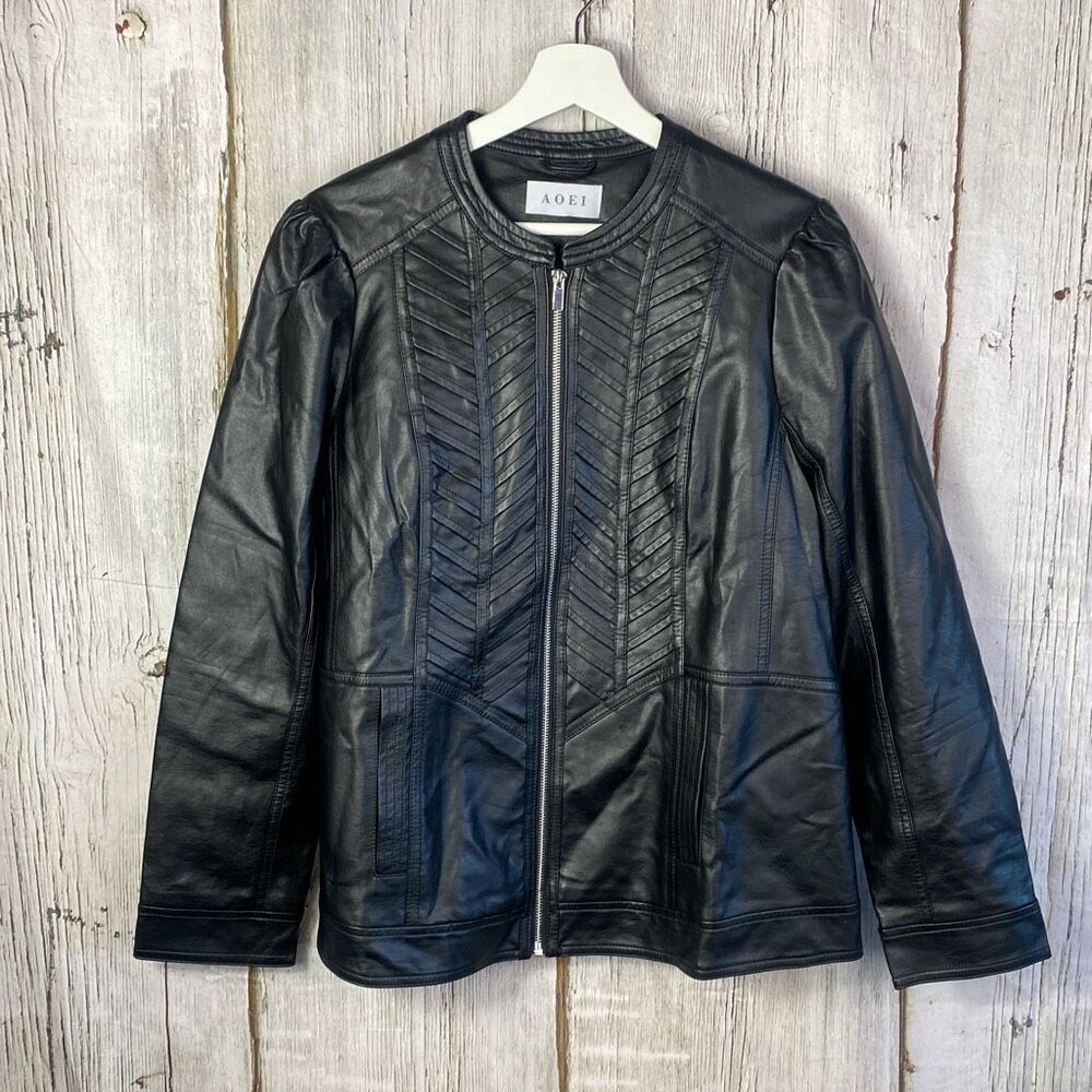 Women's Black Leather Like Jacket